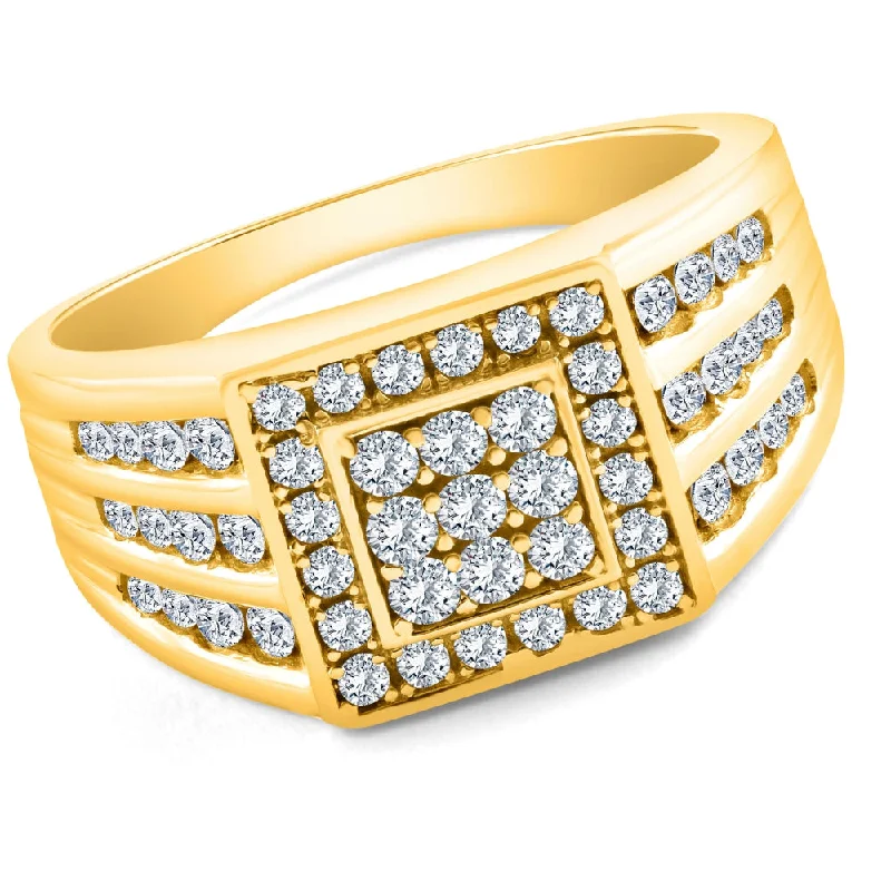 Women’s non-traditional engagement rings-1Ct Men's Diamond Ring in 14k Gold Lab Grown