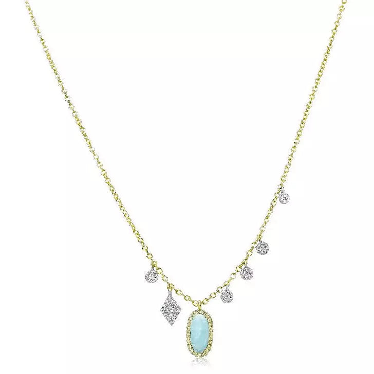 Women’s personalized necklaces-Meira T  Milky Aqua Signature Necklace