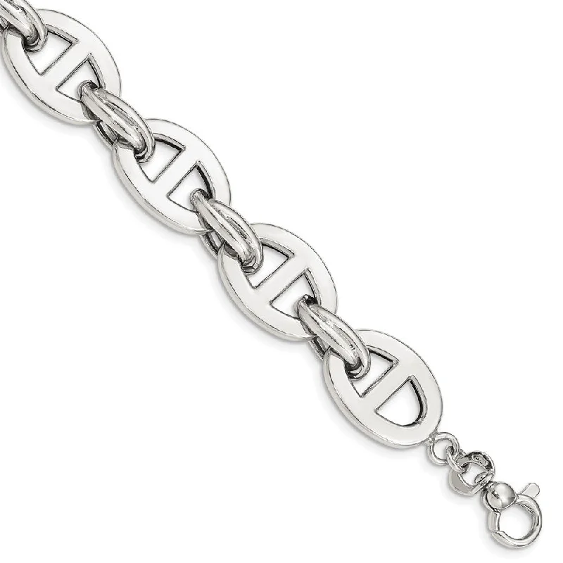 Women’s elegant bracelets-Sterling Silver Polished Fancy Anchor Link w/.5in ext. Bracelet-WBC-QG4996-7