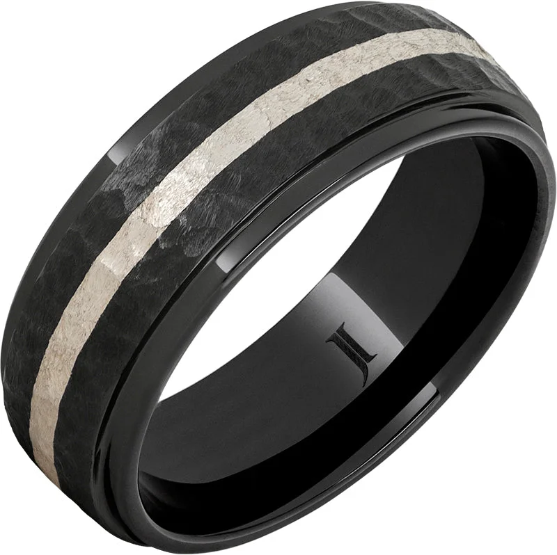 Women’s platinum rings-Black Diamond Ceramic™ Ring with Sterling Silver Inlay