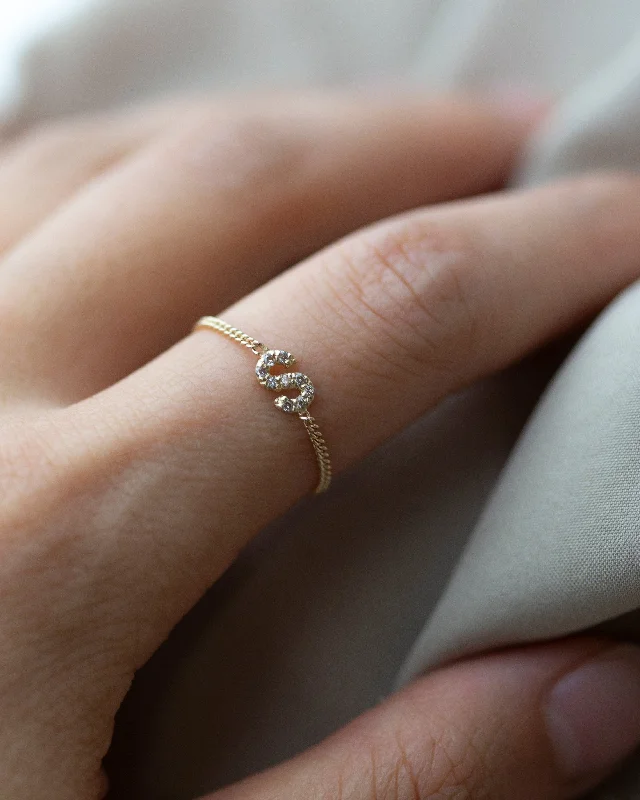 Women’s engagement rings-Mini Diamonds letter Ring