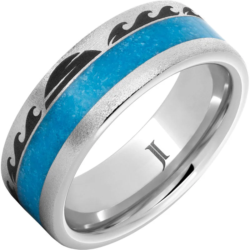 Women’s vintage diamond rings-Sunshine Blue Waves - Serinium® Turquoise Inlay Ring