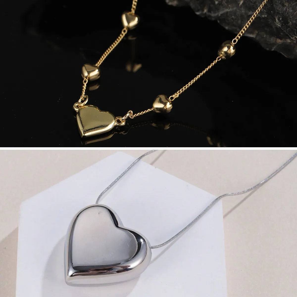 Women’s engraved gold necklaces-Copper Simple Style Heart Shape Plating Pendant Necklace