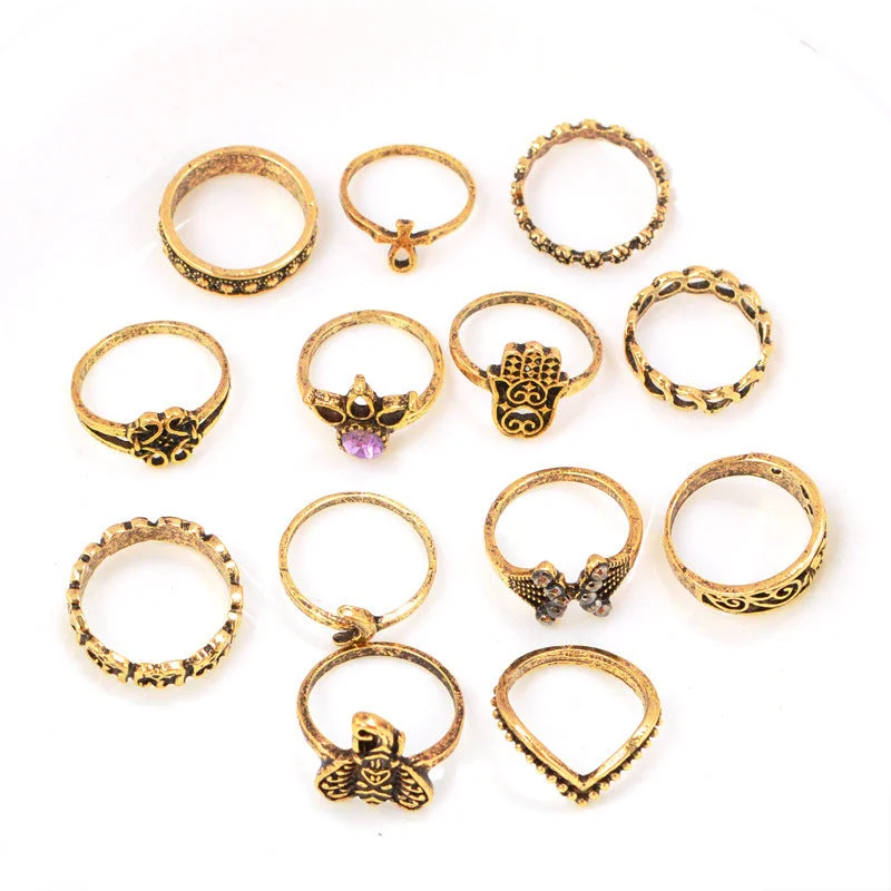 Women’s vintage diamond rings-Lady Letter Alloy Plating Artificial Gemstones Women's