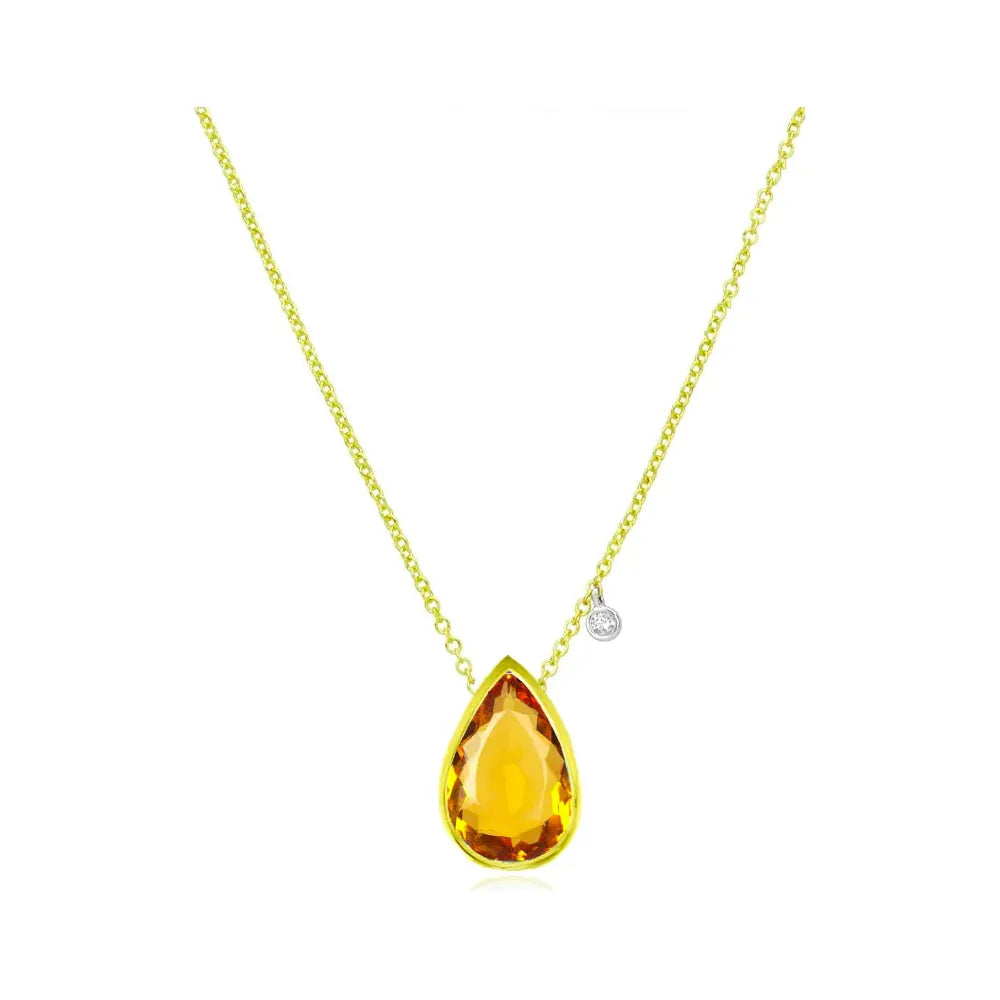 Women’s pearl pendant necklaces-Meira T  November Birthstone  Citrine Pear Shape Pendant