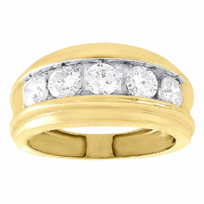 Women’s luxurious gold engagement rings-2 Ct Mens Diamond Wedding Ring 10k Yellow Gold