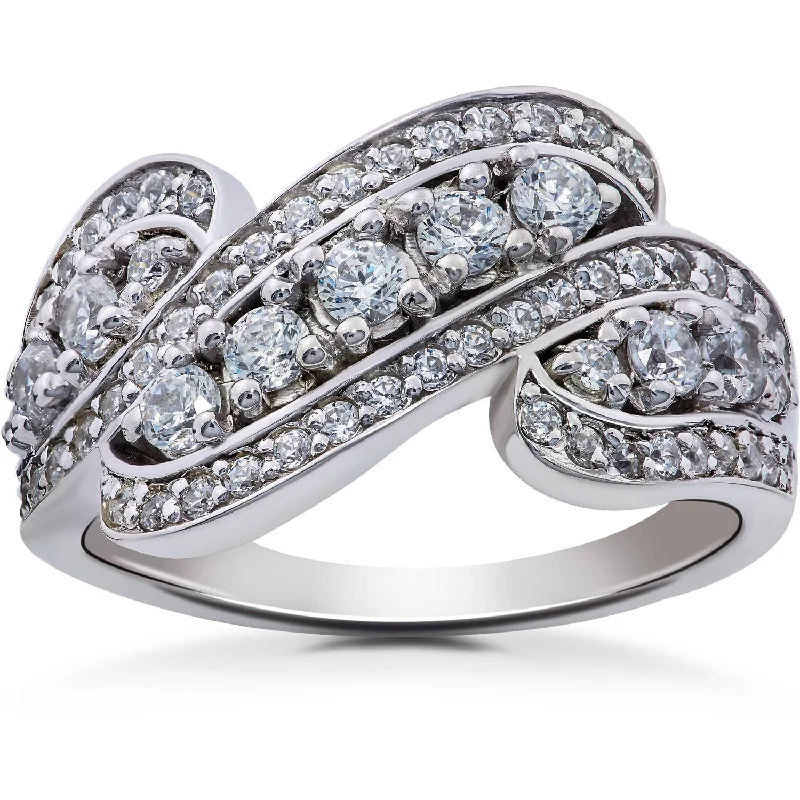 Women’s engagement rings with side stones-1 1/4ct Diamond Ring 14K White Gold