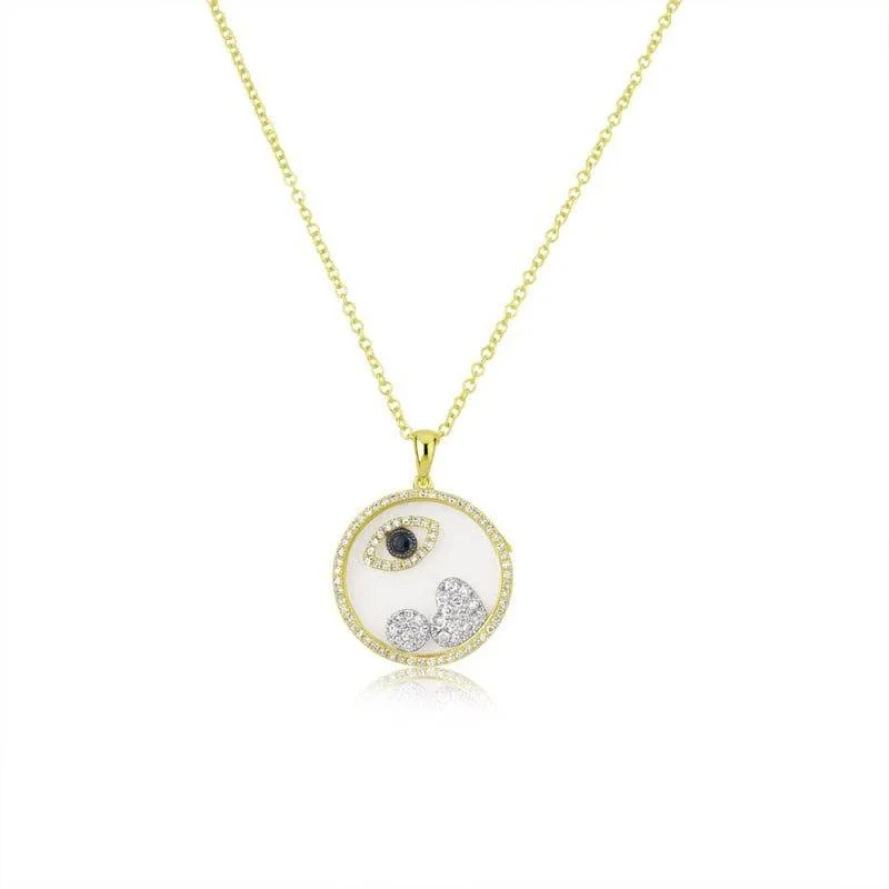 Women’s diamond necklaces-Meira T  Evil Eye Symbol Shaker Evil Eye and Heart Necklace