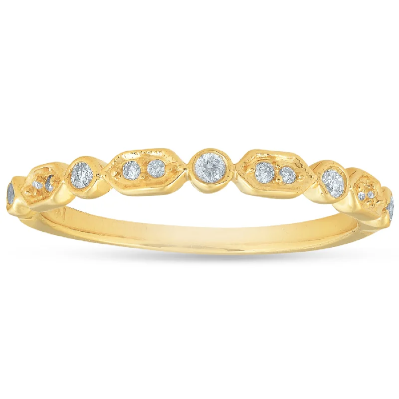 Women’s unique engagement rings-1/6ct Diamond Wedding Ring 14k Yellow Gold