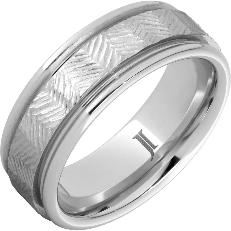 Women’s bold statement rings-Serinium® Chevron Hand Engraved Ring