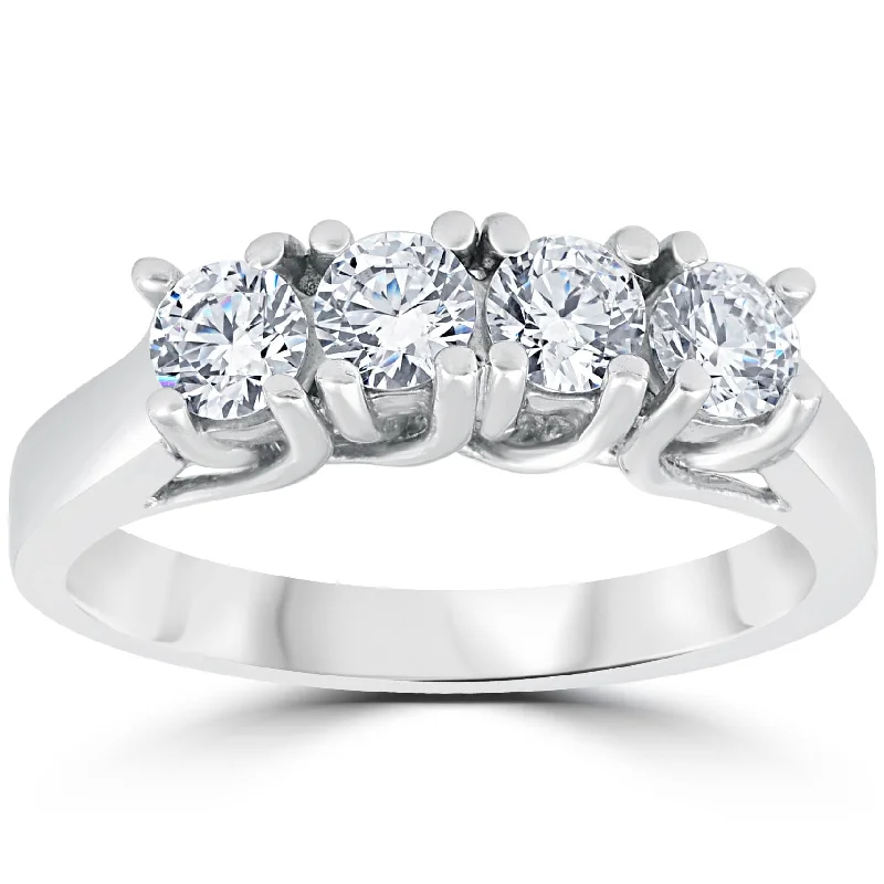 Women’s engagement rings with side stones-1ct Diamond White Gold Curve Wedding Ring Enhancer