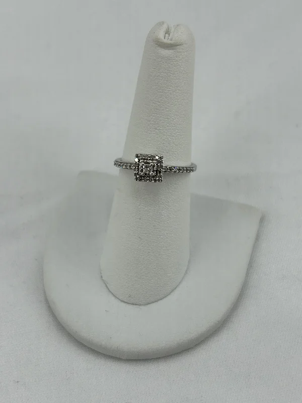 Women’s engagement rings with fancy diamonds-10k wg.20tcw  princess cut w halo wedding ring size 7