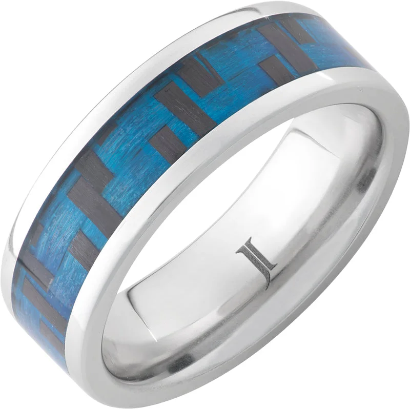 Women’s wedding bands-Cyber Blue - Serinium® Blue Carbon Fiber Ring