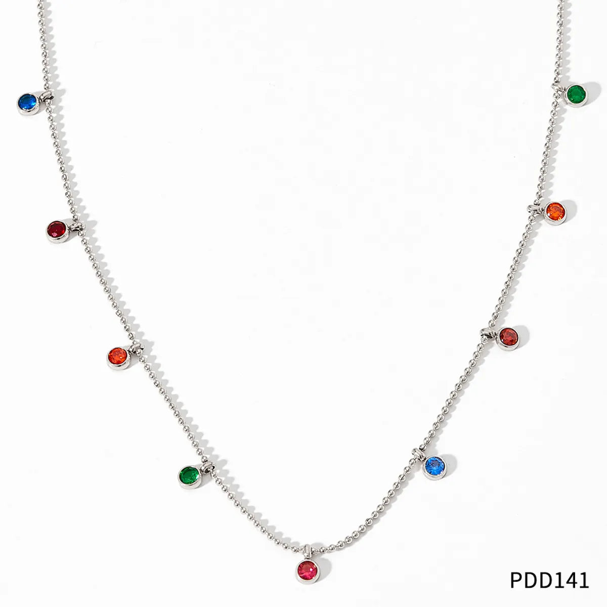 Pdd141 White Gold Color Necklace + Color Zirconium