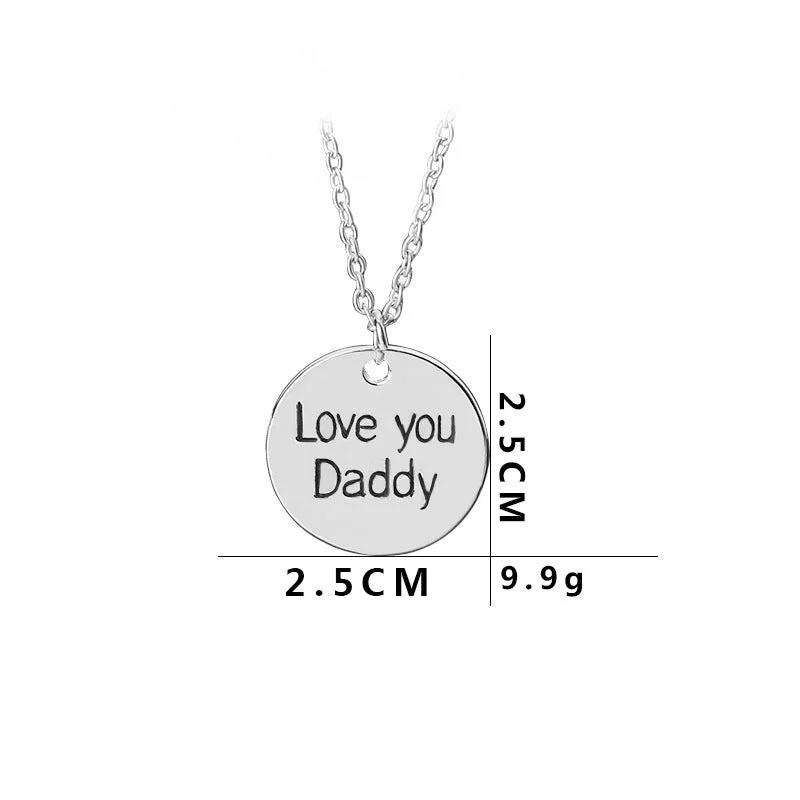 Women’s colorful necklaces-New Geometric Round Tag Drop Oil Letter Necklace Father's Day Gift Round Pendant Necklace Wholesale