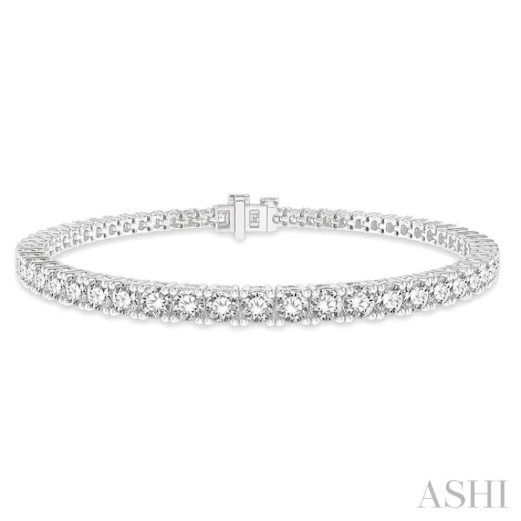 Women’s engraved bangles-5 ctw Round Cut Diamond Tennis Bracelet in 14K White Gold