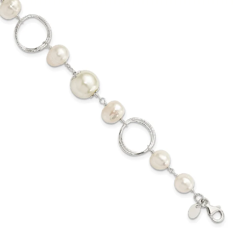 Women’s romantic bracelets-Sterling Silver FW Cultured Pearl 8.5in Bracelet-WBC-QH2455-8.5