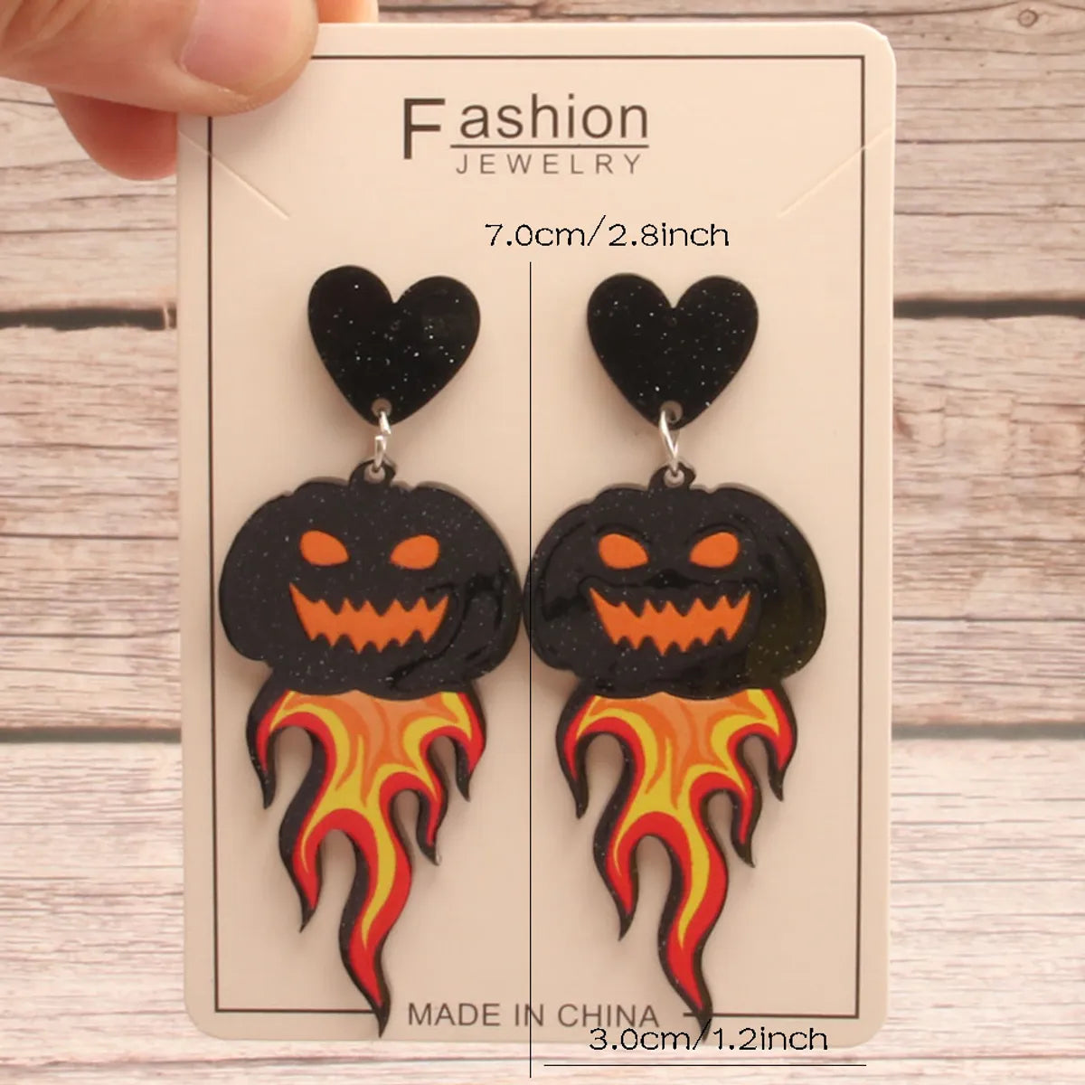 Women’s forever rings-1 Pair Exaggerated Funny Pumpkin Asymmetrical Lacquer Painting Arylic