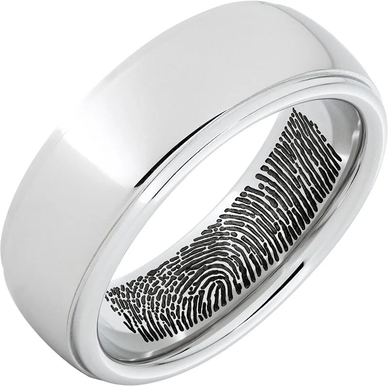 Women’s custom wedding rings-Serinium™ Ring With Custom Fingerprint Laser Engraving