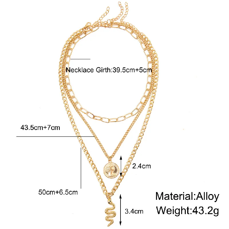 Women’s long necklaces-Fashion Snake Alloy Plating Layered Necklaces