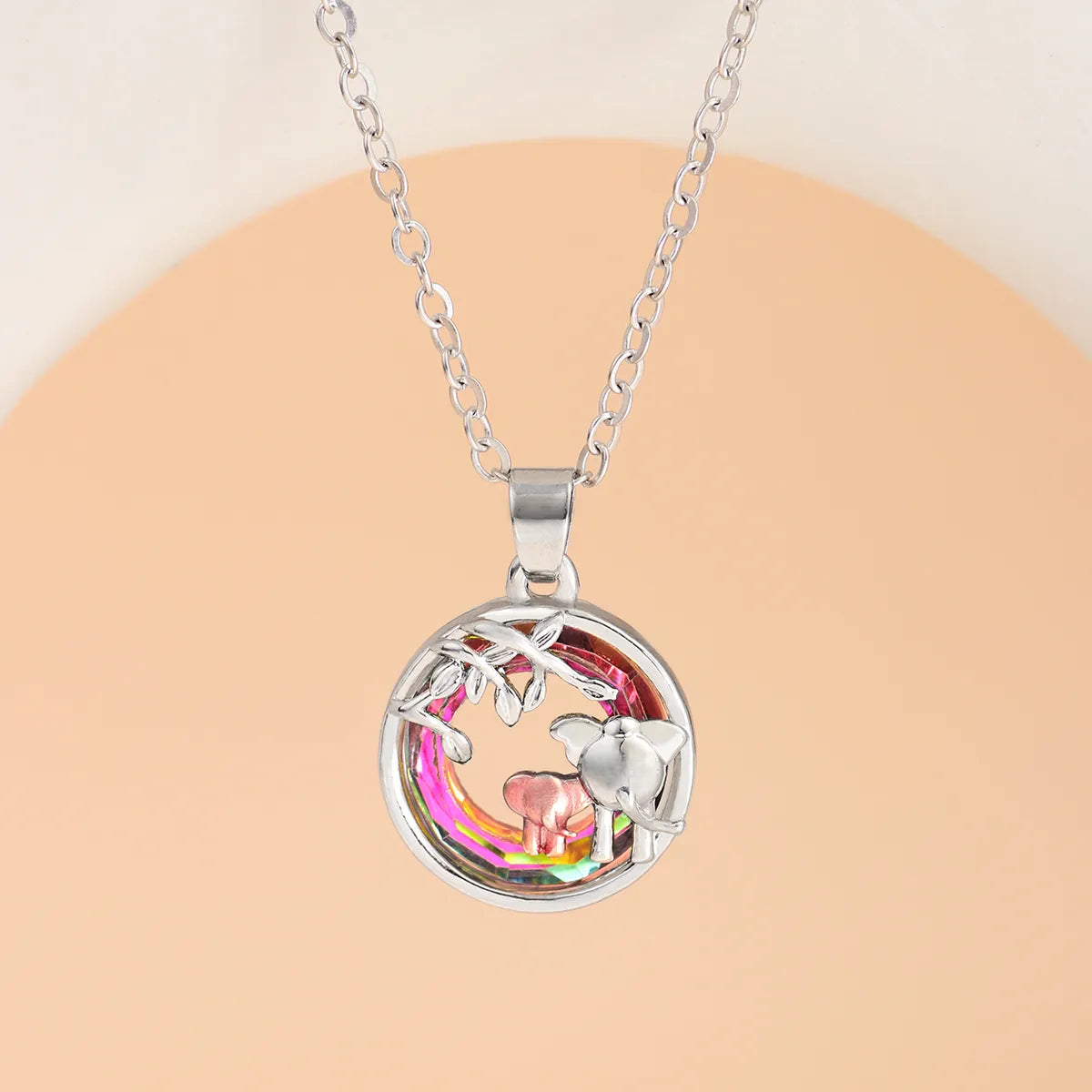 Women’s moon-shaped necklaces-Glam Cute Human Tree Elephant Alloy Hollow Out Unisex Pendant Necklace