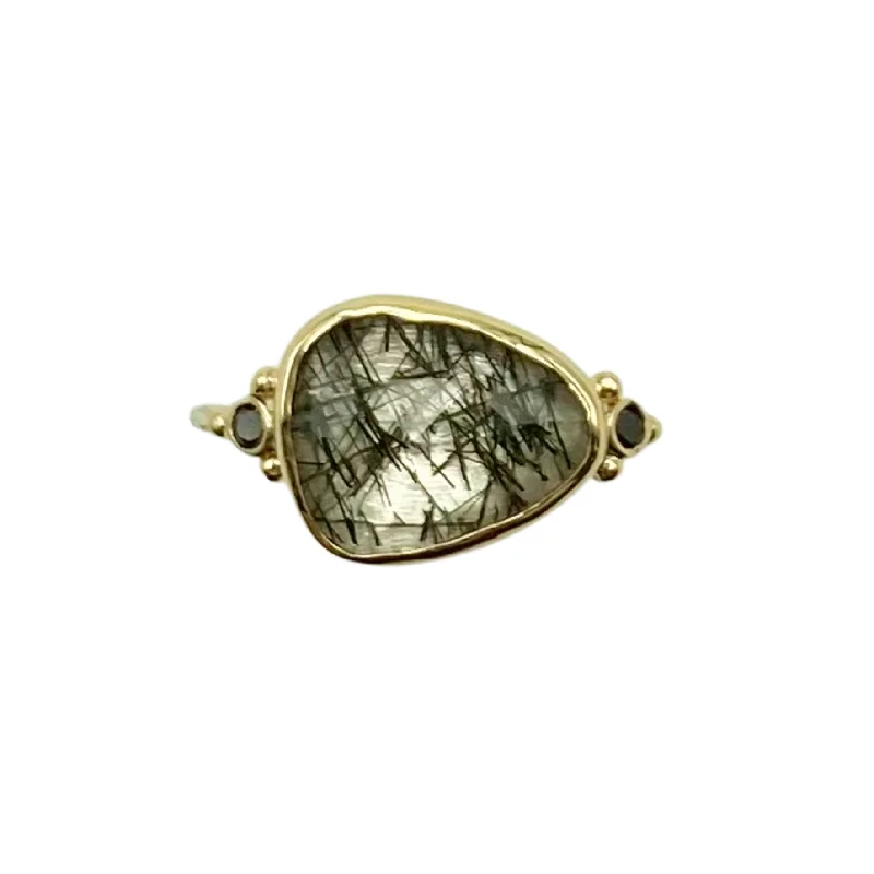 Women’s rustic engagement rings-Emily Amey | Black Tourmalated Quartz and Diamond Ring