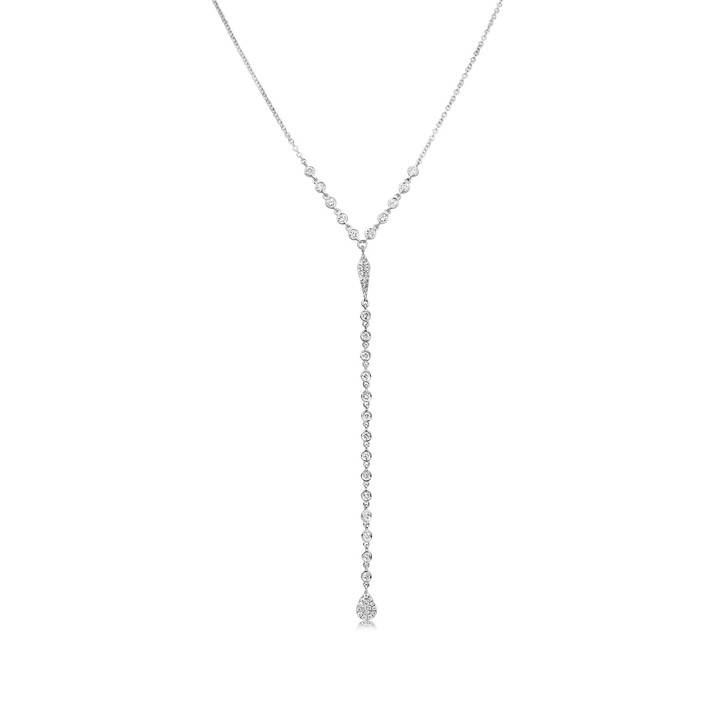 Women’s infinity necklaces-Meira T White Gold Diamond Lariat Necklace