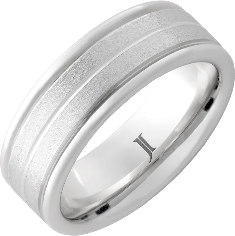 Women’s round-cut diamond rings-Serinium® Stone Finished Grooved Ring