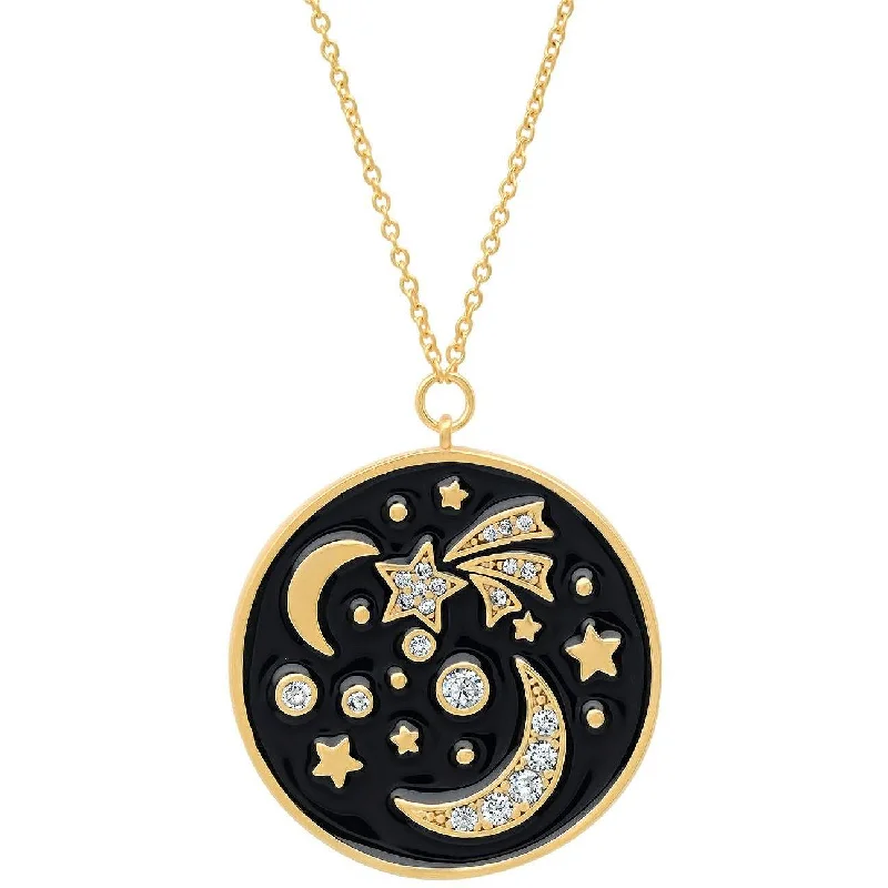 Women’s sterling silver necklaces-TAI  Enamel  Galaxy Pendant