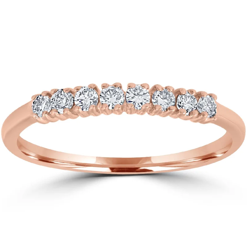 Women’s three-stone engagement rings-Diamond Wedding Ring 14K Rose Gold