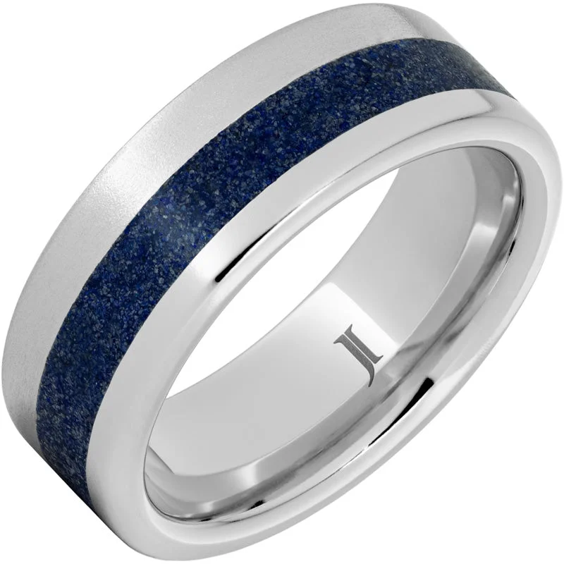 Women’s precious stone rings-Serinium® Ring with Lapis Lazuli Inlay and Stone Finish