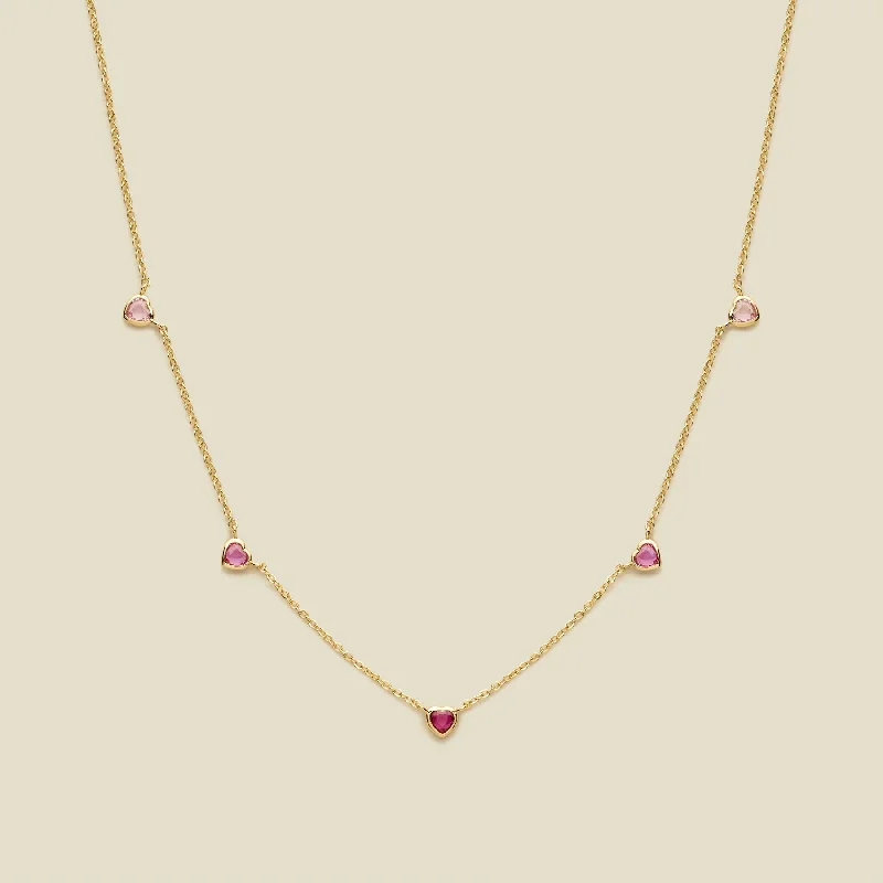 Women’s sparkling diamond necklaces-Ombre Pink Heart Necklace