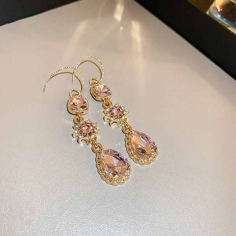 Pink Water Drop Earrings