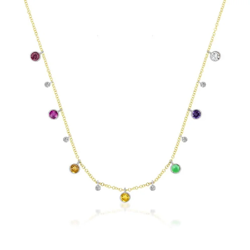 Women’s romantic necklaces-Meira T Rainbow Bezel Necklace