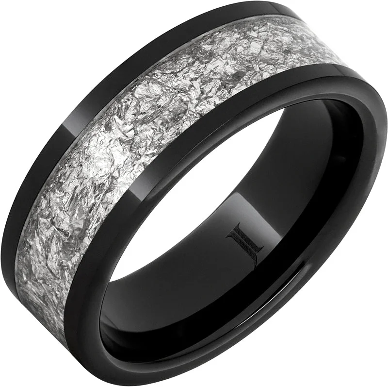 Women’s stackable rings-Black Diamond Ceramic™ Ring With Sterling Silver Foil Inlay