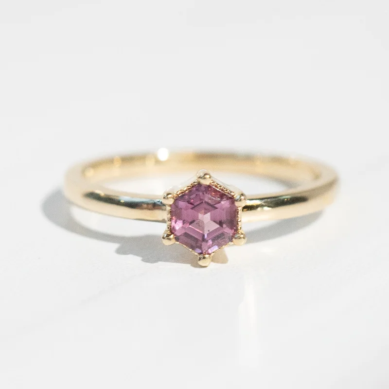 Women’s promise rings-Oak Stacking Ring | Pink Spinel in 14k Yellow Gold