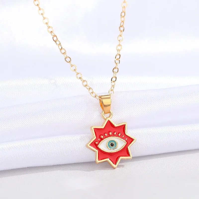 Red Octagonal Star Upper Eyelashes Eye Necklace