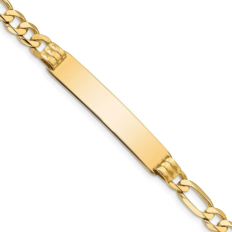 Women’s gold bracelets-14k Yellow Gold 8mm Figaro ID Bracelet, 7"