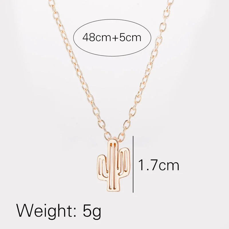 Women’s elegant gold necklaces-Simple Fashion Style Hollow Cactus Necklace