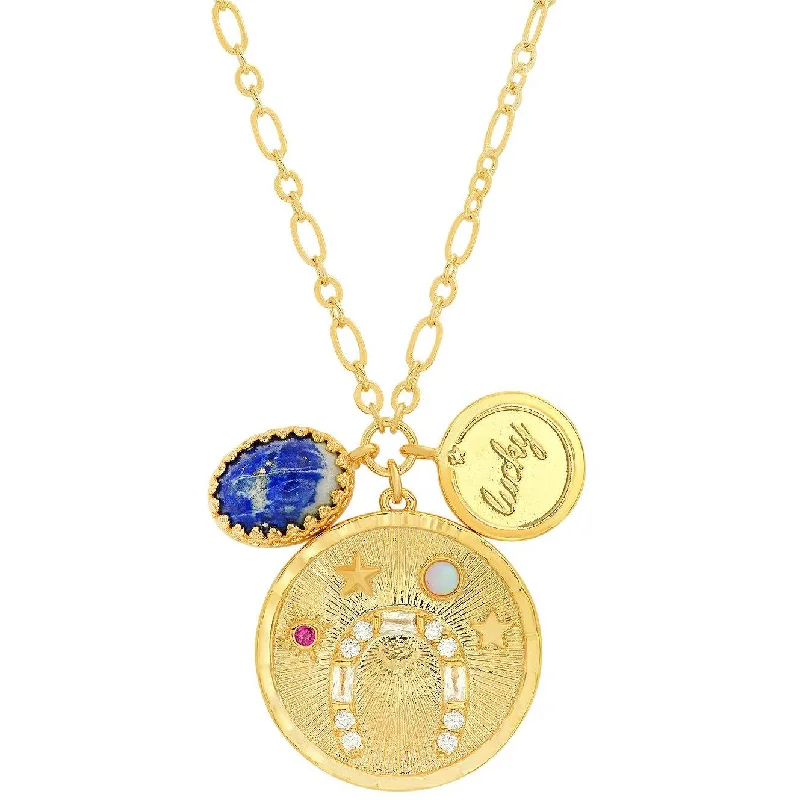 Women’s luxury necklaces-TAI LUCKY COIN PENDANT CHARM NECKLACE