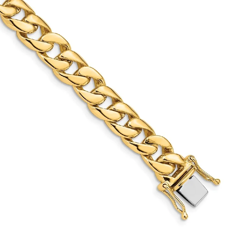 Women’s floral bracelets-14k Yellow Gold 8mm Solid Hand-Polished Curb Link Chain Bracelet, 8.5"