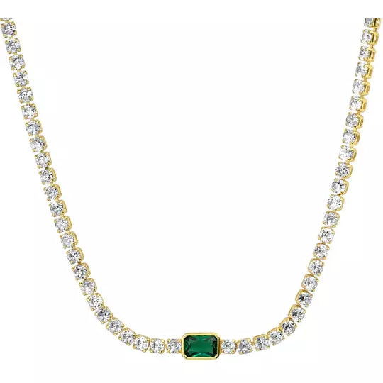 Women’s zodiac necklaces-TAI Emerald  CZ Tennis  Necklace