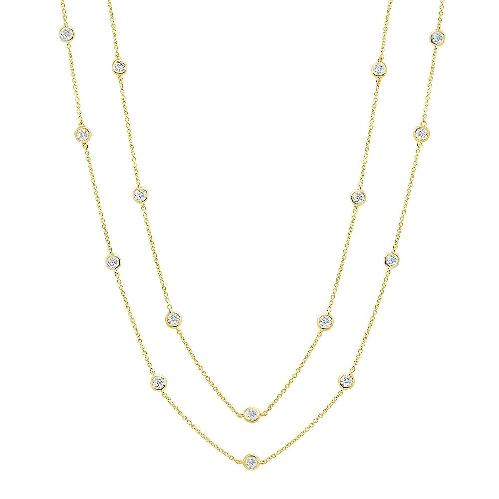 Women’s diamond pendant necklaces-Crislu Bezel 36" Necklace Finished in 18kt Yellow Gold