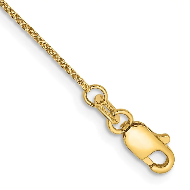 Women’s handcuff bracelets-14k Yellow Gold 0.80mm Spiga with Lobster Clasp Chain Bracelet, 6"