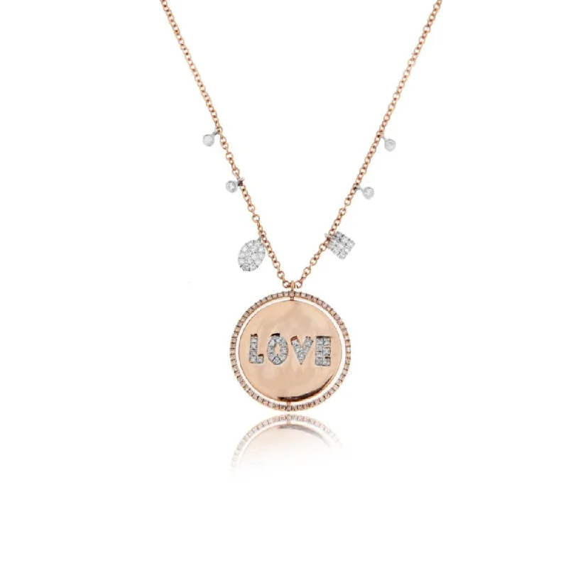 Women’s beaded necklaces-Meira T Rose Gold Rotating Diamond Love Necklace