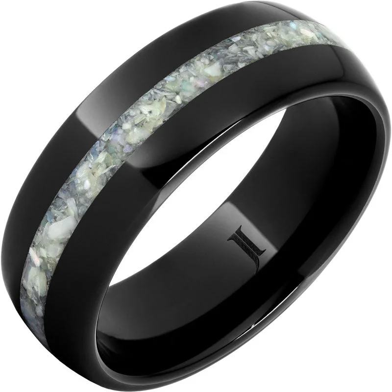 Women’s luxury rings-Black Diamond Ceramic™ Ring with Mother of Pearl