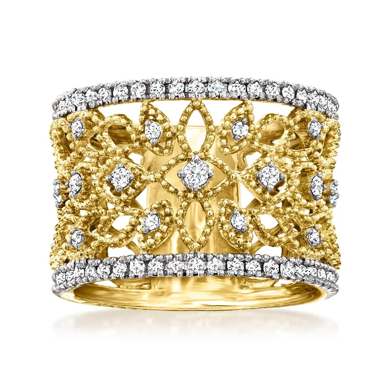 Women’s simple engagement rings-Ross-Simons Diamond Ring in 18kt Gold Over Sterling