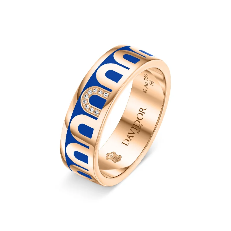 Women’s vintage wedding rings-L’Arc de DAVIDOR Ring MM, 18k Rose Gold with Riviera Lacquered Ceramic and Porta Simple Diamonds