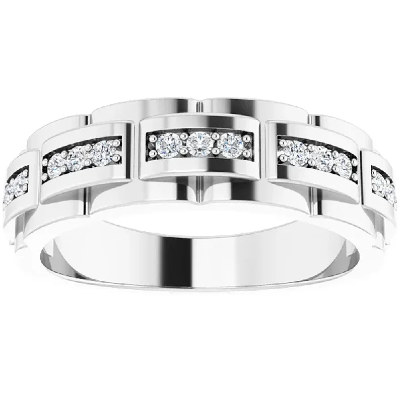 Women’s vintage engagement rings-1/3 Ct Mens Lab Grown Diamond Wedding Ring White Gold Anniversary Band