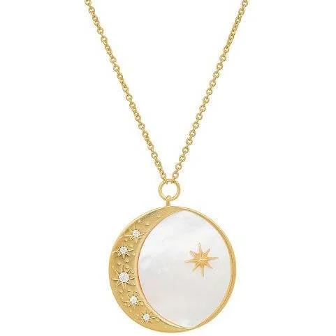 Women’s flower necklaces-TAI  Mother of Pearl Moon and Star Pendant